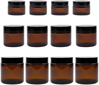 Cornucopia 1, 2 & 4-Ounce Amber Glass Straight Sided Jars (Combo Pack, 4 Each / 12 Total); Great Containers for Cosmetics, Lotions, Body Scrubs & Balms