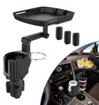 Upgraded Car Cup Holder Expander,Car Cup Holder Tray with Expandable Base 3 in 1 Car Food Tray Table Compatible with 360° Rotation, 2 Cup Holders(Fits 12-38 oz)