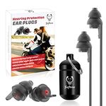 Softvox Motorcycle Earplugs with Detachable Cord [2 Pairs], Wind Noise Reduction & Audible Hearing Protection Reusable Ear Plugs for Motor Racing, Motorbike, Motorsports, Touring, Riding, Shooting