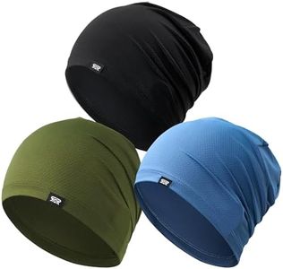 QINGLONGLIN 3Pcs Cooling Skull Cap for Men Women-Lightweight Breathable Beanie Hat, Thin Quick Dry Running Cap for Cycling