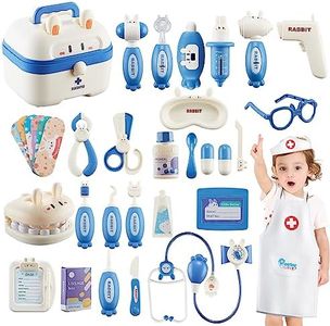 PanKome Doctor Kit for Kids, Medical Kit with Stethoscope, Pretend Play Educational Doctor Toys, Doctor Playset with Realistic Light & Sound, Role Play Toys for 3 4 5 6 Years Old Gifts (Blue)