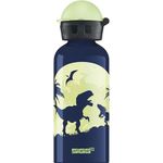 SIGG - Aluminium Kids Water Bottle - KBT GlowIn The DarkMoon Dinosaurs - Leakproof - Lightweight - BPA Free - Climate Neutral Certified - Dark Blue - 0.4L