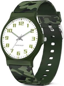 TENOCK Kids Analog Watch Boys Girls, 30M Waterproof, Sports Camo Watch with Thin Dial & Soft Band, Easy to Read for Ages 5-15, Great Birthday Christmas Gifts for Kids (Camo-Green)
