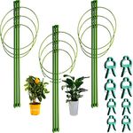 LAOJU Plants Support Cage Garden Plant Support Ring 3 Pack Adjustable Tomato Growing Cages with 4 Clips Plants Stakes for Climbing Vine Plants, 45CM