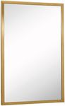 Hamilton Hills 24x36 inch Brushed Gold Metal Frame Full Length Mirror | Commercial Industrial Contemporary Rectangle Mirrors | Wall Mounted Mirror for Bathroom Vanity | Hangs Horizontal & Vertical