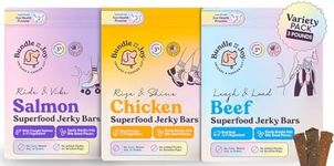 Bundle x Joy Treats Jerky Snack Bars, Variety 3-16 oz Bags, Puppy & Dog Training, Natural Superfood Grain Free, Real Salmon, Chicken, Beef, Superfoods, Corn & Soy Free