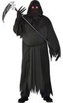 amscan 847760 Mens Light-Up Glaring Grim Reaper Costume, Plus XXL Size Black