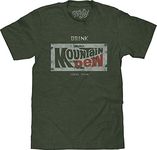 Tee Luv Retro Drink Mountain Dew Shirt - Distressed Mt Dew Logo T-Shirt (Forest Heather) (S)