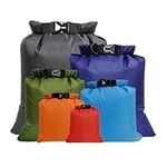 HVASITOP 6 Pack Waterproof Dry Bag Set, Lightweight Outdoor Dry, Waterproof Dry Bags Keep Gear Dry, Six sizes and colors for Hiking, Backpacking, Kayaking, Camping, Swimming, Boating (Black, Dark blue, Green, Light blue, Orange, Red)