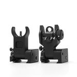 Tactical Flip Up Front and Rear Iron Sight set Rapid Transition Spec Folding Sight fits Picatinny and Weaver Rails