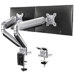 ErGear Dual Monitor Arm for 13-32 Inch Screens, Height Adjustable Dual Monitor Stand with Tilt, Swivel, and Rotate, Solid Aluminum Monitor Arms, Corrosion & Wear Resistant, VESA 75 & 100mm, Silver