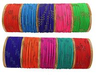 NMII Non-Precious Metal with Base Metal and Zari Dotted Matte Finished Bangle set for Women and Girls, (Multicolour-Design-6 2.6_Inches), Pack Of 144 Bangles