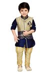 AJ DEZINES Silk Cotton Kids Ethnic Wear Kurta Pyjama Waistcoat Set For Boys (136-Blue-14), 13-14 Years