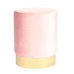 Harbour Housewares 1x Pink 29 x 36cm Round Velvet Pouffe - Modern Living Room Stool Bedroom Dressing Table Chair Wooden Accent Puff Padded Footstool