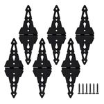 HOME MASTER HARDWARE 6 Pack 8 in. Heavy Duty Decorative Strap Hinges Shed Barn Gate Hinge with Screws Black Finish