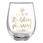 Lillian Rose G117 WP Wedding Planning Stemless Wine Glass, Height 4.75", Gold