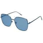 SOJOS Trendy Oversized Square Metal Frame Sunglasses for Women Men Flat Mirrored Lens UV Protection Sunglasses SJ1146 with Navy Blue Frame/Blue Lens