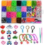 xtieksh Rubber Band Bracelet Kit, Loom Bracelet Making Kit, Rubber Bands Refill Loom Set, Rubber Bands for Bracelets Making Kit, Loom Bands Kit for Kids Weaving DIY Crafting Gift