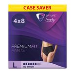 Drylife Lady Discreet Premium Fit Incontinence Pants for Bladder Weakness - Fast Absorption Core, Anti-Leak Barriers, Odour Control, Feminine Style for Women - Large (Pack of 32)