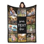 Custom Blanket with Photo Text Personalized Blanket and Throw with Picture Customized Blanket for Mom Father Baby Family Grandma Birthday Gifts for Women