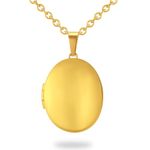 PHOCKSIN Gold Locket Necklace For Girls Oval Glossy Lockets Necklaces For Pictures Cute Locket As Birthday Gifts For Familys