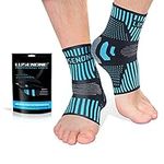 Professional Ankle Brace Support for Men & Women (Pair), Ankle Compression Sleeve Socks for Plantar Fasciitis, Achilles Tendonitis Support, Sprained Ankle, Pain Relief, Recovery, Foot Brace for Work, Gym, Sports