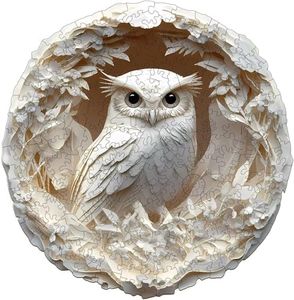 Jollitot Wooden Puzzles Adults, 3D Paper Carved Owl Puzzle 500 Pieces, Unique Animal Shaped Wood Challenging Jigsaw Puzzles Gifts for Adults, 17.3x16.9in