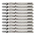 50Pack T101BR T-Shank Contractor Jig Saw Blades - 4 Inch 10 TPI Jigsaw Blades Set- Made for High Speed Carbon Steel, Clean and Precise Straight Cutting Wood Boards PVC Plastic