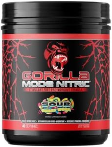 Gorilla Mode Nitric Upgraded Stimulant Free Pre-Workout – Best Tasting and Most Effective Stimulant Free Pre-Workout/Massive Pumps · Vasodilation · Power / 808 Grams (Sour Gummy Worms)
