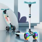 Lifelong Scooter for Kids 3+ Years - Foldable with LED Wheels & Adjustable Height - Kick Scooter Capacity 50kg- for 3+ Year Old boy & Girl - Skate Scooter (Blue/White)