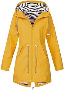 NAMTYQX 2024 Womens Raincoat Fall Fashion Fit Waterproof Dressy Zip up Rain Jacket with Pockets Windbreaker with Hood Z-Yellow