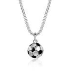 Yaomiao Football Necklace Stainless Steel Soccer Charm Necklace Football Gifts for Unisex Jewelry with Chain(Silver)