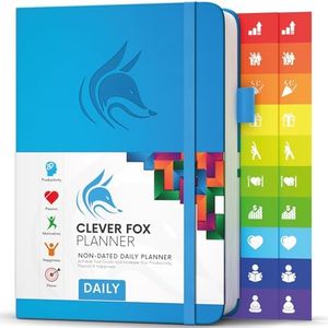 Clever Fox Planner Daily – Best Agenda & Daily Calendar to Boost Productivity & Hit Your Goals – Gratitude Journal Personal Daily Organizer – 14.5x21cm, Lasts 6 Months, Undated, Sky Blue