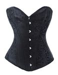 Bslingerie Womens Waist Cincher Boned Corset with Brocade (6XL), Black