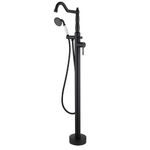 Seablueky Free Standing Tub Faucet Matte Black, Freestanding Bathtub Faucet Tub Filler Stylish Brass Stand Alone Clawfoot Tub faucet Tub Fillers Floor Mount Tub Filler with Rotate Handheld Shower