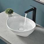 Davivy 16'' X 13.5'' Oval Vessel Sink with Pop Up Drain,Bathroom Sinks Above Counter,White Vessel Sink,Bathroom Vessel Sinks,Ceramic Vessel Sink,Counter top Sink,Oval Sink Bowls for Bathroom