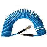 aunstarwei Air Compressor Hose Polyurethane(PU) Recoil Blue with 1/4" Europe Quick Coupler and Plug Fittings, 10m Length