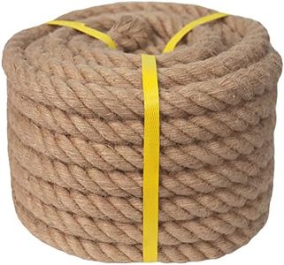 Twisted Manila Rope (1 Inch x 50 Feet) Thick Hemp Rope Natural Jute Rope for Docks, Nautical, Railings, Swing, Decorating