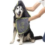 Lucky Paws® Dog Towel - Microfibre Chenille/Noodle Towels - UK Based Seller - Super Soft Pockets - Super Absorbent - Fast Drying - Pet/Puppy Grooming Accessories - 88x32cm - Pack of 1, Grey