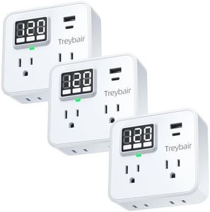Surge Protector Power Strip Voltage Protection with USB Type-C, 80V-140V Power Surge Protectors for Refrigerator, TV, Computer | LED Display Voltage Monitoring Fireproof UL94V-1,3 Pack