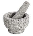 EZAHK Mortar and Pestle Set Bowl Type, Okhli Masher, Khalbatta, Kharal, Mixer, Natural & Traditional Grinder, Musal, Heavy Duty for Kitchen, Home, Herbs and Spices (5 inch Grey)