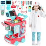 deAO Doctors Trolley Set for Kids, Doctors Playsets for Kids age 3-12 with Doctor Costume, Toys Little Doctors Kids Medical Centre for Girls and Boys, Children Role Play Toy