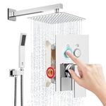 SR SUN RISE Shower System with Push Button Diverter, Luxury 10 Inch Rain Shower Head with Handheld Spray, High Pressure Shower Faucet Combo Set with Rough-in Valve, Polished Chrome