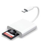 SD Card Reader for iPhone/iPad,2 in 1 Lightning to SD Card with Dual Slot for MicroSD/SD，Viewer SD Card Adapter Converter for iPhone 14/13/12/11/X/XS/XR/8/7 iPad, Plug and Play