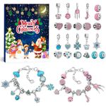 Jewellery Advent Calendar 2024, Christmas Advent Calendar 24 Days Christmas Countdown Bracelet Advent Calendar DIY Bracelet Making Kit 22 Charm Beads 2 Bracelets for Girls