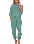 Ekouaer Junior Pajama Sets Long Sleeve Pjs Comfy Pullover with Pockets Plus Size Sleepwear Set Blue Green, XX-Large