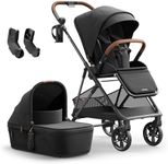 MAMAZING Air Lux Baby Stroller, Strength Carbon Fiber Frame & Only 15.8lbs, Infant Stroller with Bassinet & Cup Holder, One-Hand Compact Folding & Reversible Seat, Soft Insert & Car Seat Adapter