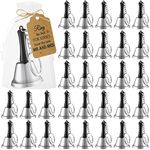 Lounsweer 144 Pcs 48 Set Wedding Party Favors Bulk for Guests Wedding Kissing Bells Ring for a Kiss Bells with Tags Jute Ropes Organza Bags for Wedding Party Reception Goody Bags Supplies(Silver)