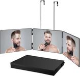 3 Way Mirror for Hair Cutting, 360 Mirror for Self Hair Cutting,Barber Mirrors for Men Women,Trifold Mirror to See Back of Head,Height Adjustable Telescoping Hook