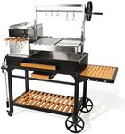 Flintex Argentine Santa Maria Grill, Wood & Charcoal Parrilla BBQ Brasero Grill with Asado Tools, Multi-Function Adjustable Height, Easy Clean with Ash & Grease Collector, Ideal for Asado, Backyard